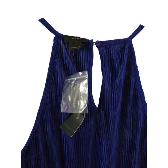 Blue Pleated Halter Top Womens glam layer coquette workwear club wear NWT - Picture 5 of 8